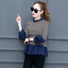 Eyelet Panel Striped Empire Top