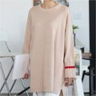 Contrast-trim Drop-shoulder Knit Top