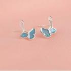Leaf Sterling Silver Earring 1 Pair - Blue - One Size
