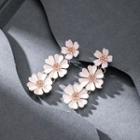 Floral Acrylic Drop Earring 1 Pair - White & Gold - One Size