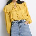 Ruffle-detail Tie-neck Blouse