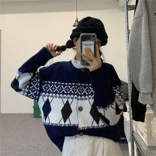 Vintage Print Loose-fit Cardigan