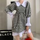 Puff-sleeve Cat Jacquard Mini Dress