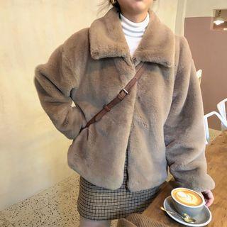 Furry Jacket Milk Tea - One Size