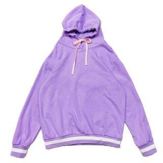 Contrast Trim Hoodie Violet - One Size
