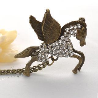 Crystal Flying Horse Brooch  Copper - One Size