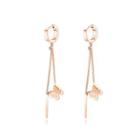 Simple Temperament Plated Rose Gold Butterfly Tassel 316l Stainless Steel Earrings Rose Gold - One Size