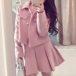 Set: Button Jacket + Mini Pleated Skirt