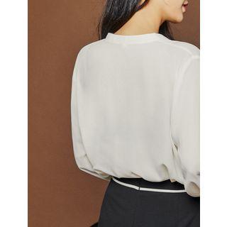 Cutout V-neck Chiffon Blouse