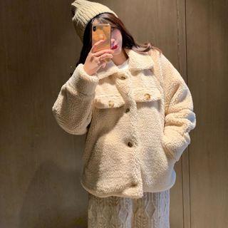 Button Fleece Jacket / A-line Skirt