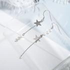925 Sterling Silver Non-matching Faux Pearl & Star Dangle Earring 1 Pair - 1 Pair - Hook Earring - One Size