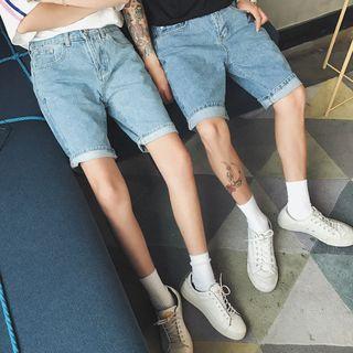 Washed Couple Matching Denim Shorts