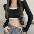 High-waist Cropped Long-sleeve T-shirt