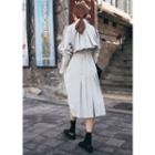 Pleat-back Long Trench Coat With Belt