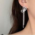 Rhinestone Fringe Drop Earring K18-e373-30 - 1 Pair - Silver - One Size