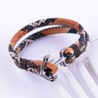 Alloy Anchor Snake Skin Print Leather Bracelet