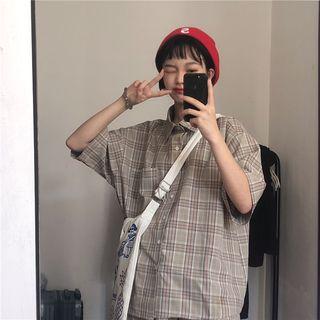 Plaid Elbow-sleeve Shirt / Shorts