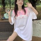 Short-sleeve Gingham Collar T-shirt