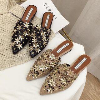 Pointed Floral Mules
