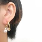 Faux Pearl Earring 925 Silver Needle - Gold - One Size