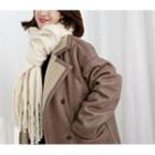 Double-breasted Faux-shearling Coat Mocha - One Size