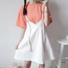 Short-sleeve Striped T-shirt / A-line Jumper Dress