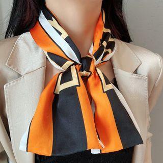Print Light Scarf Lettering - Black & Tangerine - One Size