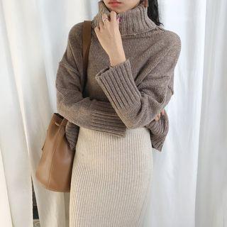 Turtle-neck Rib-trim Sweater