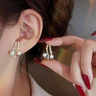 Faux Pearl Rhinestone Layered Alloy Earring 1 Pair - Gold - One Size