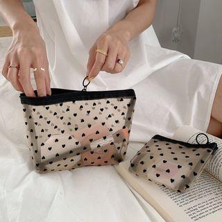 Heart Mesh Makeup Pouch (various Designs)