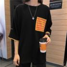 3/4-sleeve Letter Paneled T-shirt
