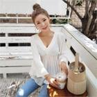 V-neck Frilled Empire Blouse