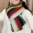 Rainbow Stripe Knit Scarf