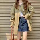 Loose-fit Hooded Coat Khaki - One Size