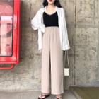 High-waist Wide-leg Pants / Camisole Top / Plain Shirt