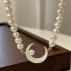 Moon Pendant Freshwater Pearl Necklace