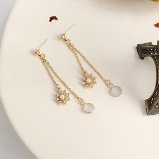 Flower Rhinestone Acrylic Alloy Fringed Earring