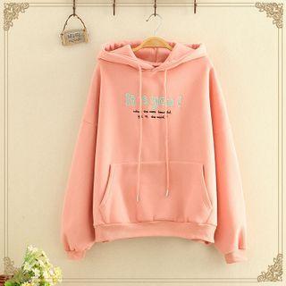 Embroidered Pocket-detail Fleece-lined Hoodie