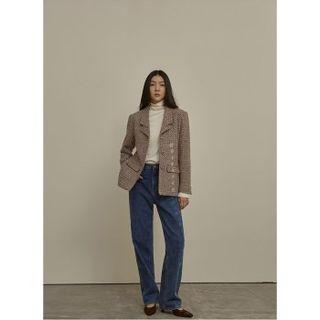 Single-breasted Woolen Tweed Blazer