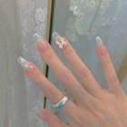 Bow Faux Nail Tips Z051 - Nude & Blue - One Size