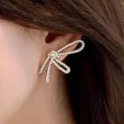 Rhinestone Knot Earring 1 Pair - 925 Silver - One Size