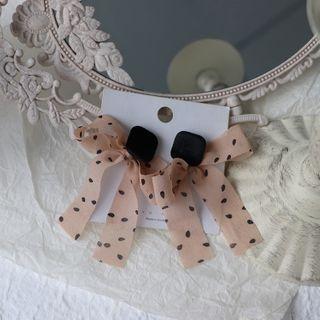 Dotted Fabric Bow Drop Earring