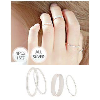 Set Of 4: Silver Ring