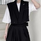 Double-breasted Cropped Vest Black - One Size
