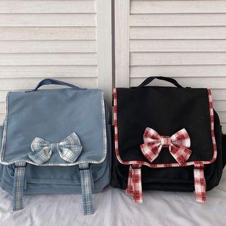 Plaid Bow Flap Crossbody Bag
