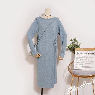 Long-sleeve Knot-detail Midi Knit Dress