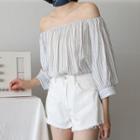 Off Shoulder 3/4-sleeve Blouse White - One Size