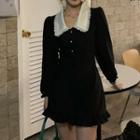 Long-sleeve Collar A-line Mini Dress