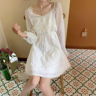 Ruffled Chiffon Crop Cardigan