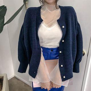 High-neck Bell-sleeve Tulle Top